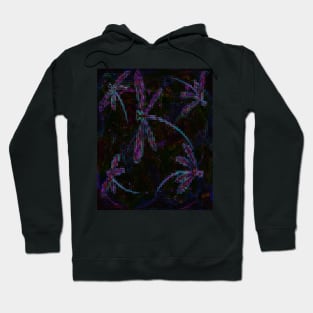 Pretty Purple Blue Dragonflies on Black Hoodie